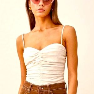 REFORMATION Fennel Cream Linen Top